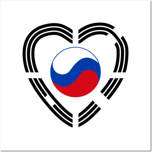 Korean Russian Multinational Patriot Flag Series (Heart) Posters and Art